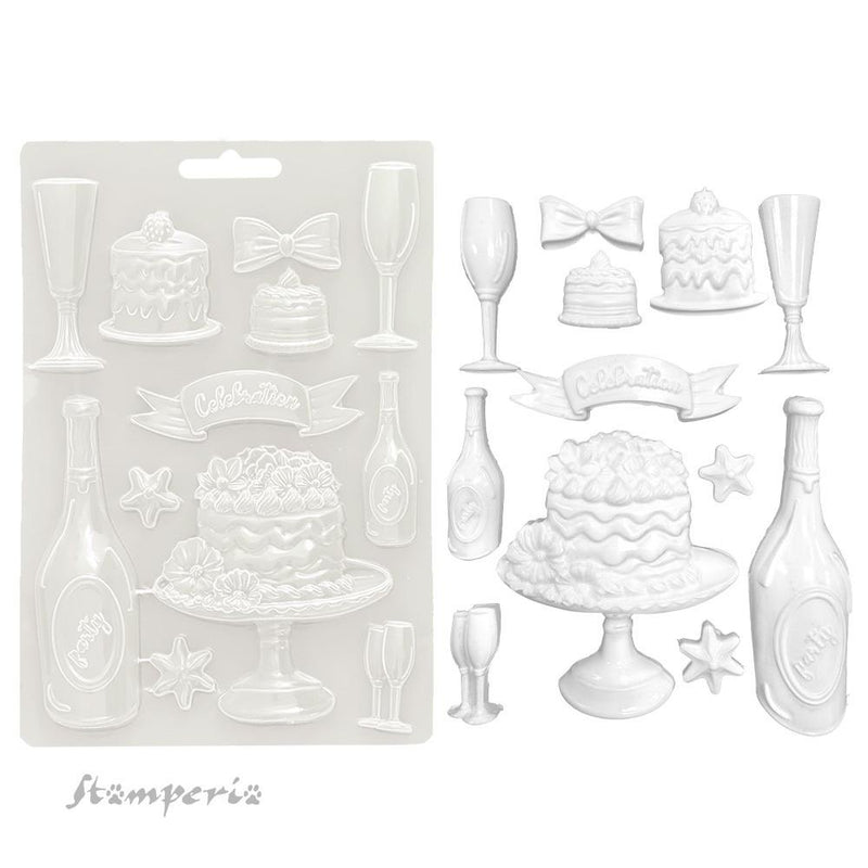 Stamperia Soft Maxi Mould A5 - Masquerade -  Flute and Cakes