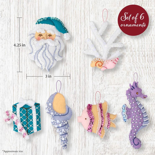 Bucilla Felt Ornaments Applique Kit Set Of 6 Santa's Sea Life