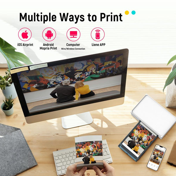 Liene Amber M100 4"x 6" Photo Printer - US Plug + AU Adapter, 20 Sheets & Ink Cartridge