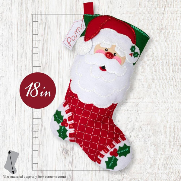 Bucilla Felt Stocking Applique Kit 18" Long Holiday Cheer Santa