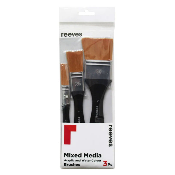 Reeves Mixed Media Brushes Synthetic Spalter Set of 3 - 0.5", 1" & 2"