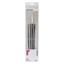 Reeves Oil Brushes Long Handle Set of 4 - No. 4 Filbert; No. 10 Flat; No. 1 & 6 Round*