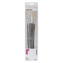 Reeves Oil Brushes Long Handle Set of 4 - No. 4 Filbert; No. 10 Flat; No. 1 & 6 Round