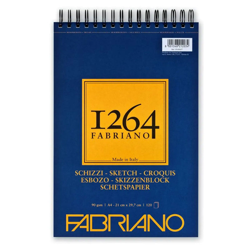 Fabriano 1264 Sketch Pad A4 - Spiral (Short Side) 120 Sheets