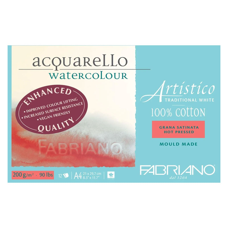 Fabriano Artistico Watercolour Pad - Hot Pressed 200gsm - A4 Enhanced