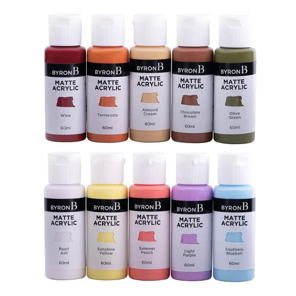 Byron Matte Acrylic Paint 60ml Set 10 Pack - Neutral