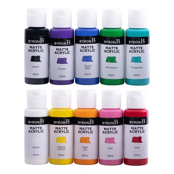 Byron Matte Acrylic Paint 60ml Set 10 Pack - Classic