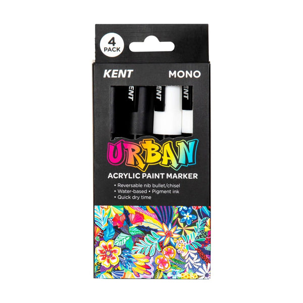 Kent Urban Acrylic Paint Markers 4 Pack - Mono