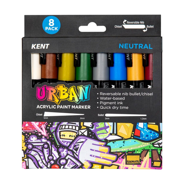 Kent Urban Acrylic Paint Markers 8 Pack - Neutral