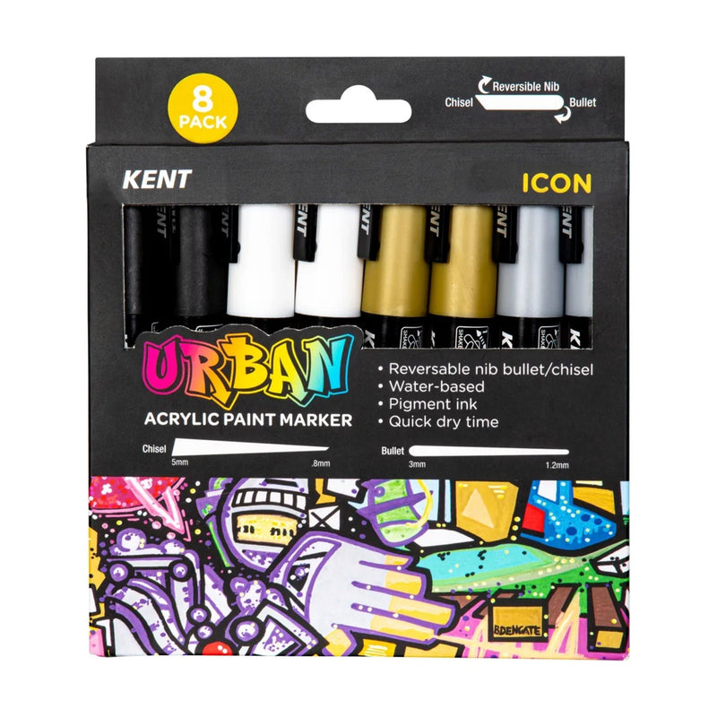 Kent Urban Acrylic Paint Markers 8 Pack - Icon