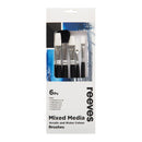 Reeves Mixed Media Brushes Short Handle Set of 6 - No. 6 & 10 Flat; No. 10 Fan; No. 6 Filbert; No. 3/4 MOP; No. 10 Long Flat