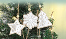 Poppy Crafts Wooden Ornaments Set - Christmas Collection - White Christmas