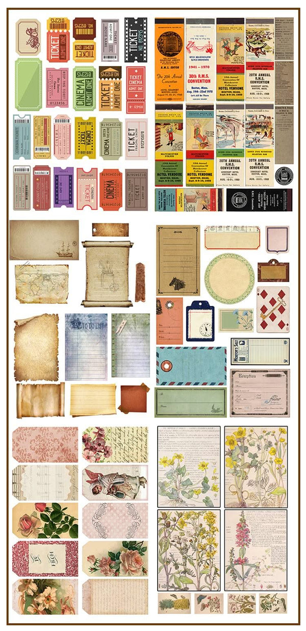 Poppy Crafts Vintage Sticker Pack - Fae & Forna - 78 Stickers*