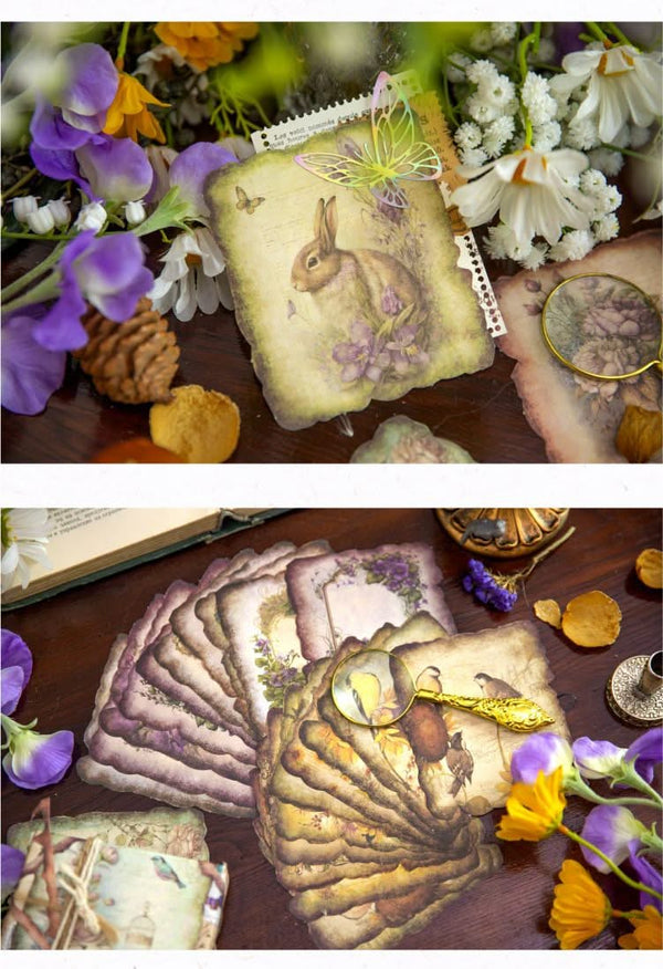 Poppy Crafts Burnt Edge Scrap Paper Pack - Garden of Memories 5 - 50pcs