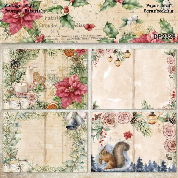 Poppy Crafts Festive Scrap Paper - Holly 8pcs*