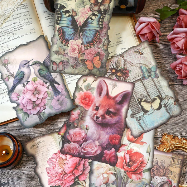 Poppy Crafts Burnt Edge Scrap Paper Pack - Wildlife Garden