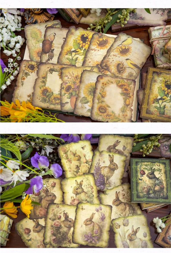 Poppy Crafts Burnt Edge Scrap Paper Pack - Garden of Memories 2 - 50pcs