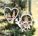 Poppy Crafts Wooden Ornaments Set - Christmas Collection - White Festive Frames