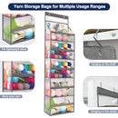 Yarn storage bags for multiple usage ranges with colorful yarn rolls inside.