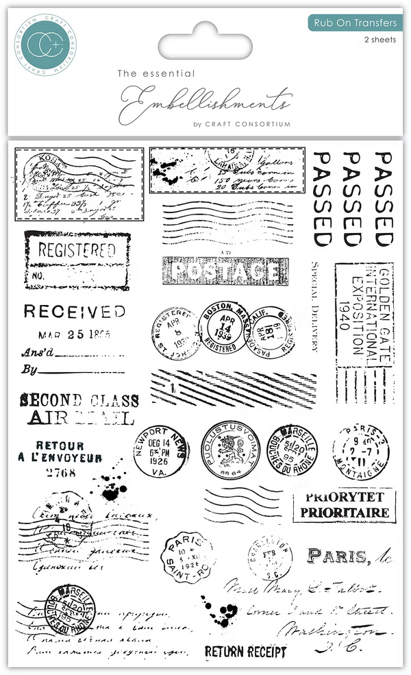 Craft Consortium The Collector - Postage - Rub on Transfers