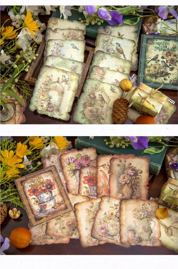 Poppy Crafts Burnt Edge Scrap Paper Pack - Garden of Memories 4 - 50pcs