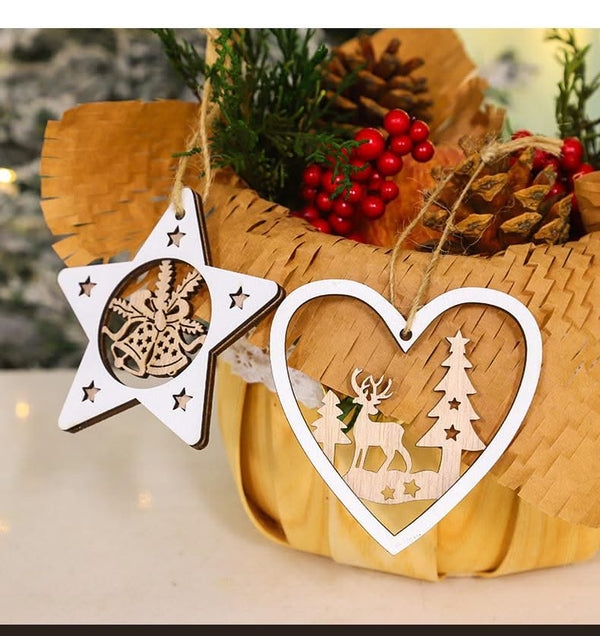 Poppy Crafts Wooden Ornaments Set - Christmas Collection - White Festive Frames*