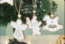 Poppy Crafts Wooden Ornaments Set - Christmas Collection - White Christmas