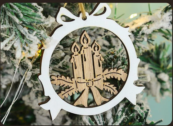 Poppy Crafts Wooden Ornaments Set - Christmas Collection - White Festive Frames*