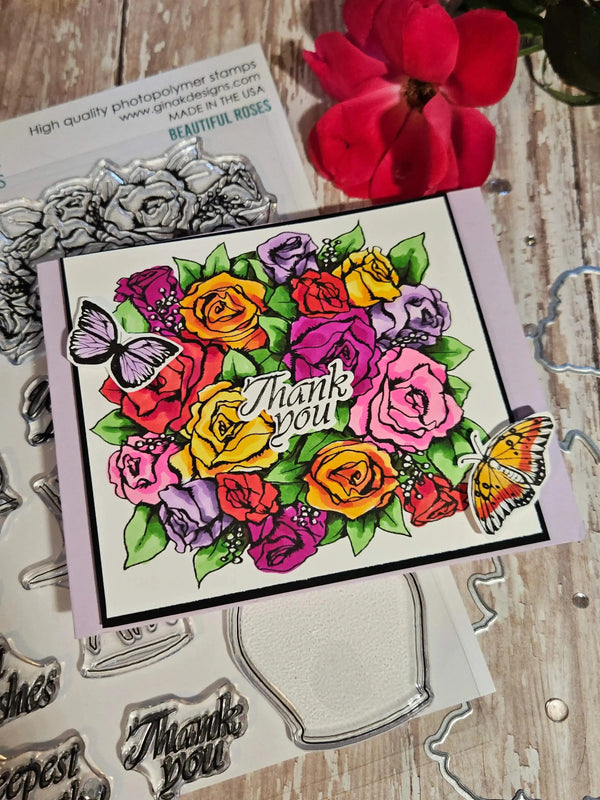 Gina K Designs Stamp & Die Set - Beautiful Roses