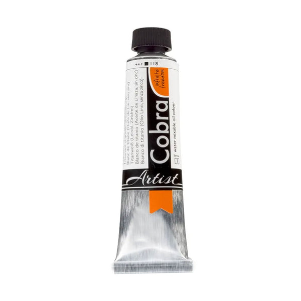 Cobra Artist Water Mixable Oil Colour  - 118 - Titanium White (linseed oil, no zinc oxide) 40ml