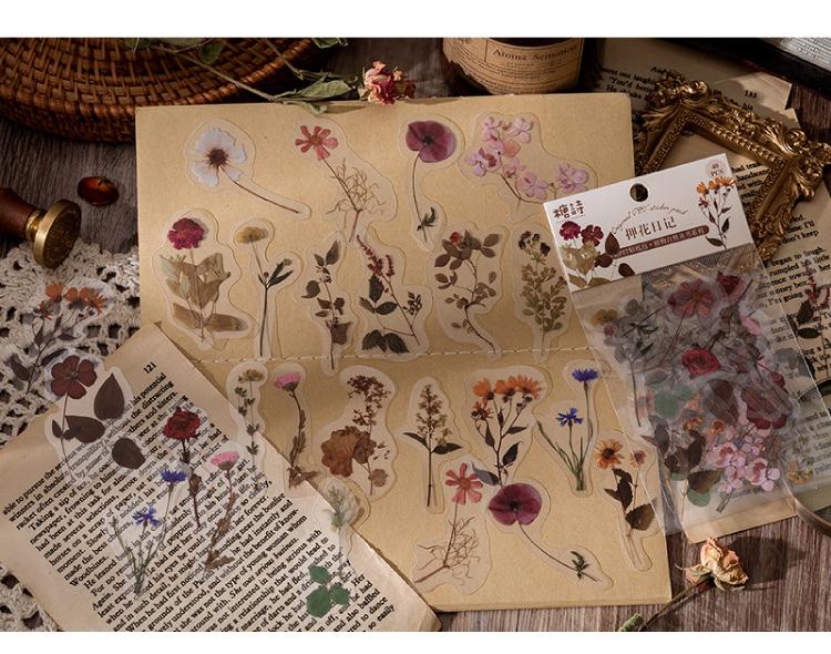 Poppy Crafts Floral Nature Sticker Pack - Dried Flowers