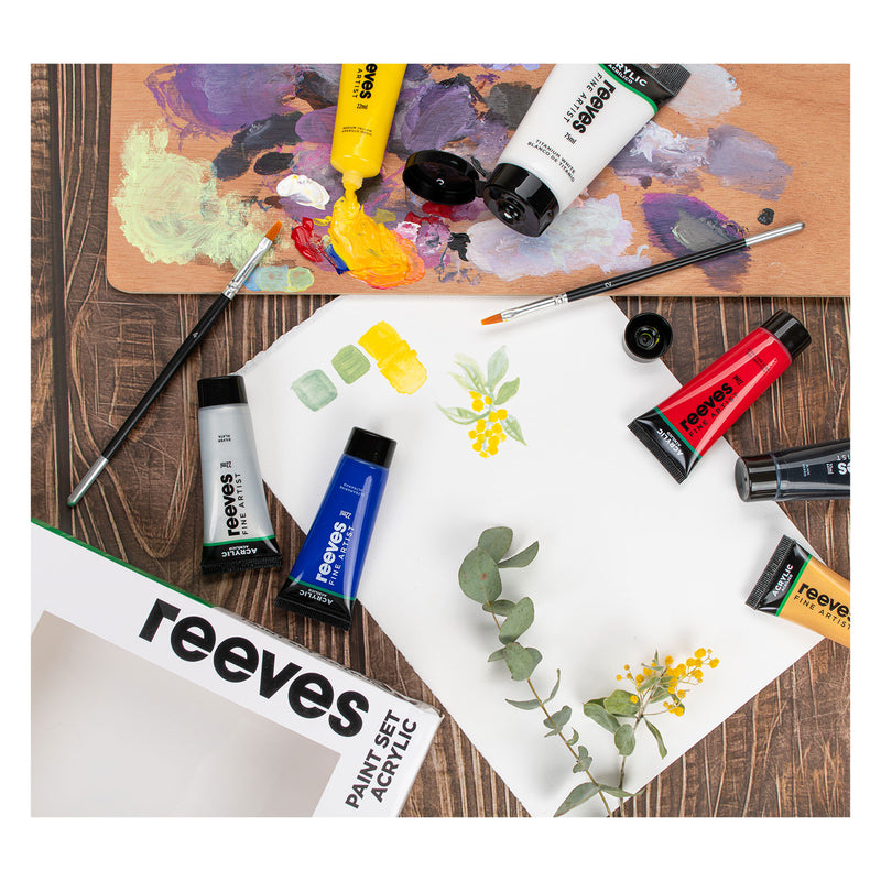 Reeves Acrylic Paint Set with Brush 9/Pkg