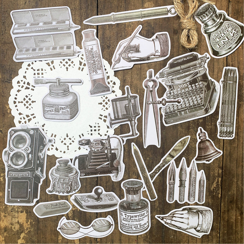 Poppy Crafts Vintage Sticker Pack - Black & White - 132 Stickers