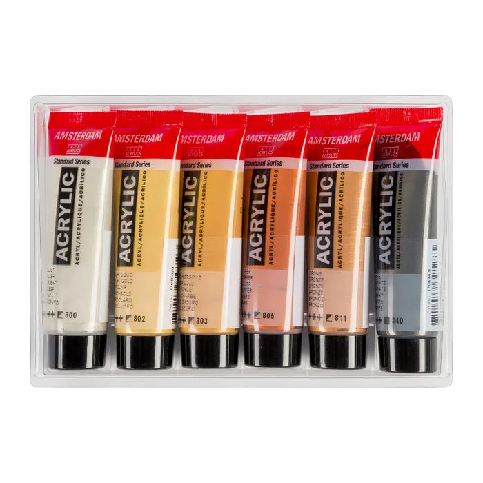 Amsterdam Acrylic Paint Set 6 Pack - Metallic