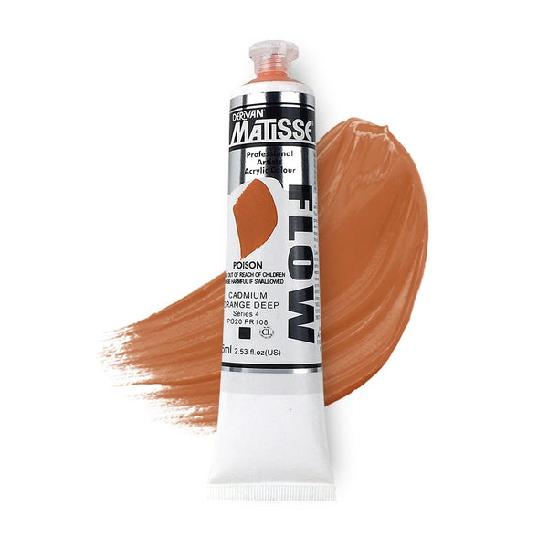 Matisse Flow Acrylic Paint 75ml - Cadmium Orange Deep -S4*