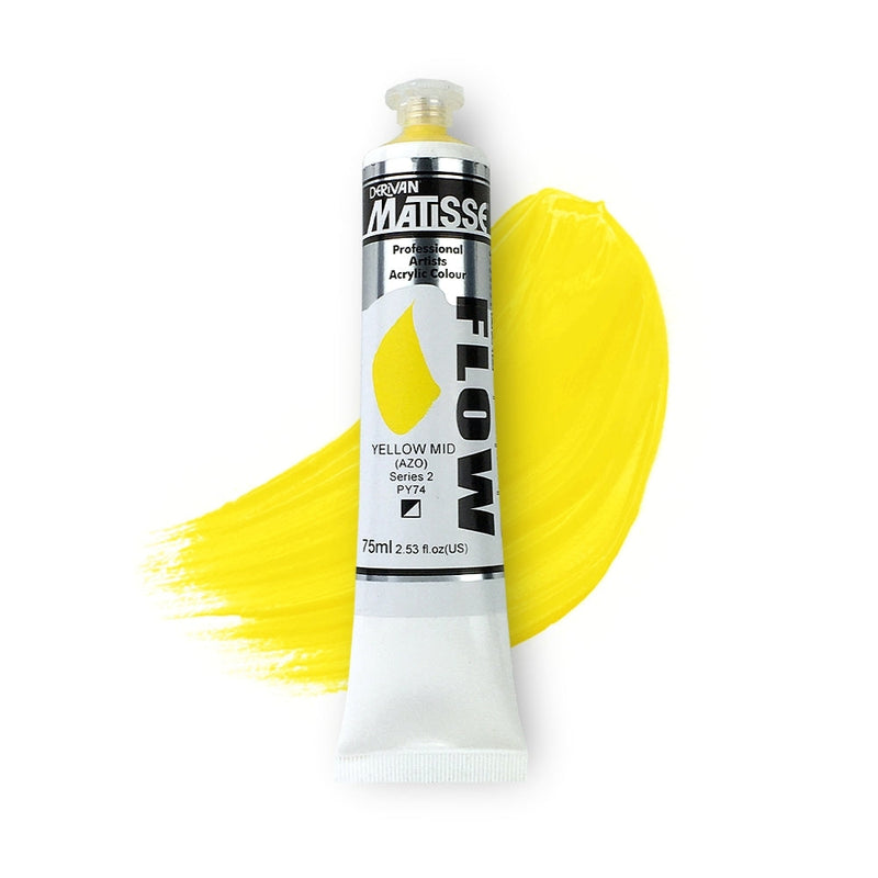 Matisse Flow Acrylic Paint 75ml - Yellow Mid AZO -S2