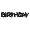 Black 'BIRTHDAY' text with balloon shapes on a white background