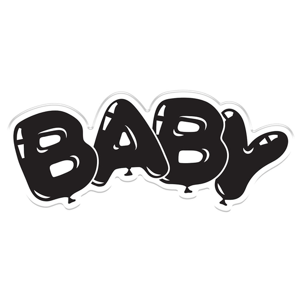 Black 'BABY' text on a white background