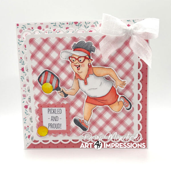 Art Impressions Clear Stamps & Dies Set - Pickleball Patty