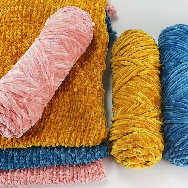 Poppy Crafts Velour Yarn 100g 3 Pack - Blue