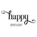 Stylized 'happy birthday' text on a white background