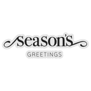 Decorative text 'Season's Greetings' on a white background