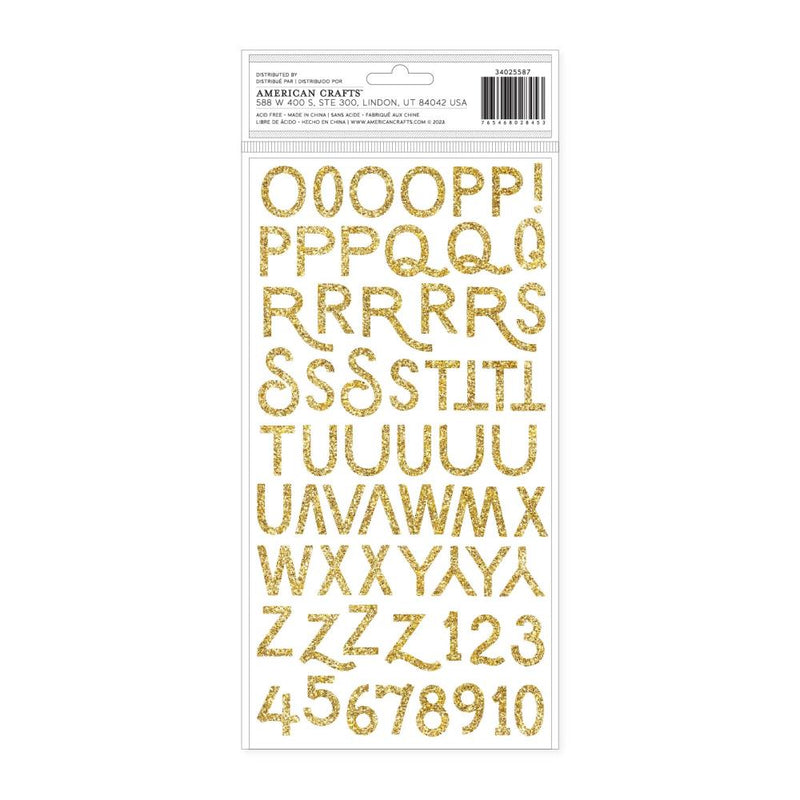 American Crafts April & Ivy Gold Glitter Thickers Stickers 141/Pkg - Alpha*