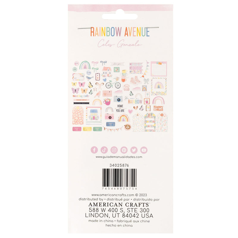 American Crafts Rainbow Avenue Ephemera Die-Cuts 70/Pkg - Icons, Rose Gold