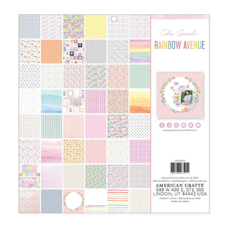 American Crafts Double-Sided Paper Pad 12"x 12" 48/Pkg - Rainbow Avenue