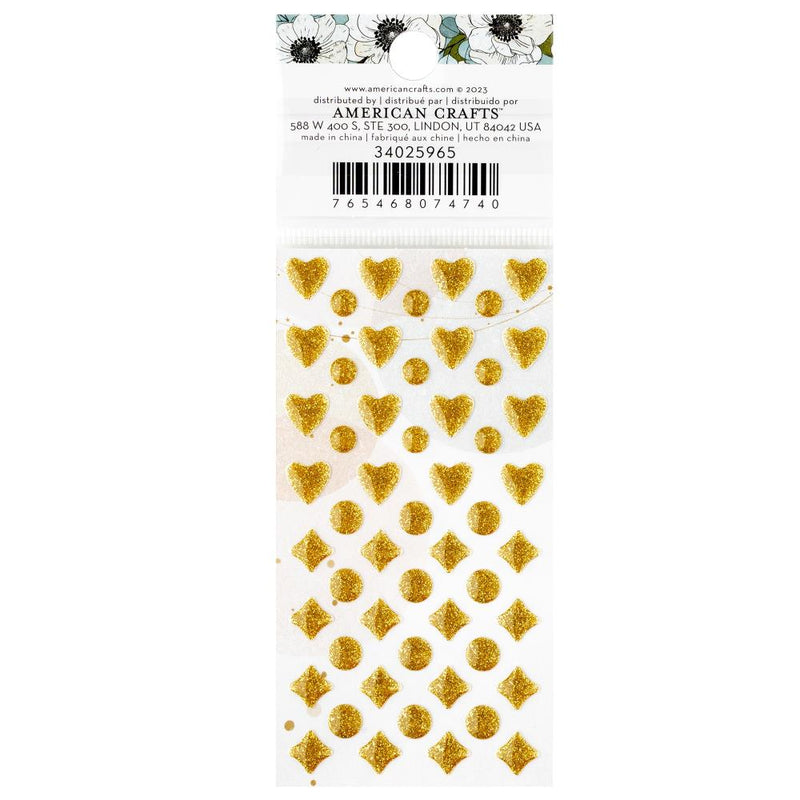 American Crafts A Perfect Match Enamel Dots 106/Pkg - Gold Glitter