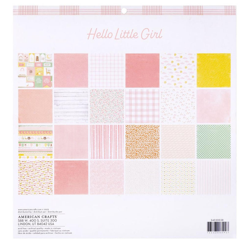 American Crafts Double-Sided Paper Pad w/Gold Foil 12"x 12" 24/Pkg - Hello Little Girl*