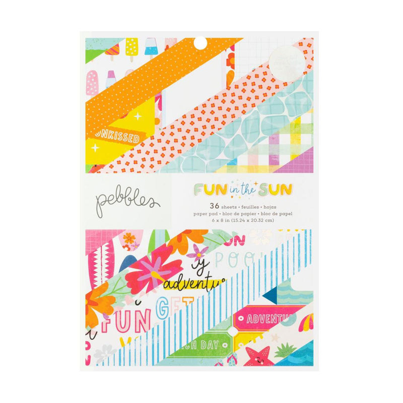 Pebbles Double-Sided Paper Pad w/Holographic Foil  6"x 8" 48/Pkg - Fun In The Sun*