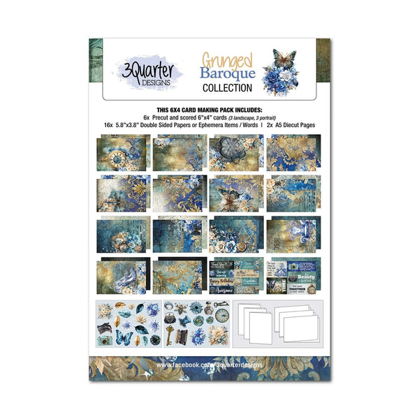 3 Quarter Designs 6"x 4" Card Making Pack - Grunged Baroque