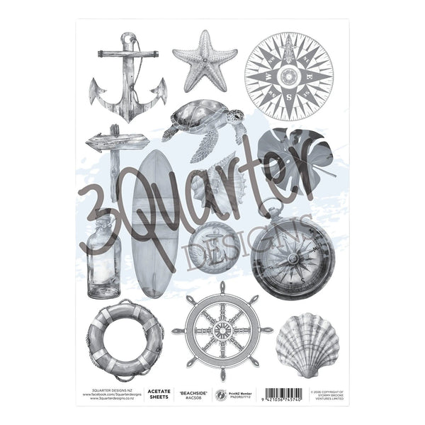 Collection of nautical-themed design elements on a white background